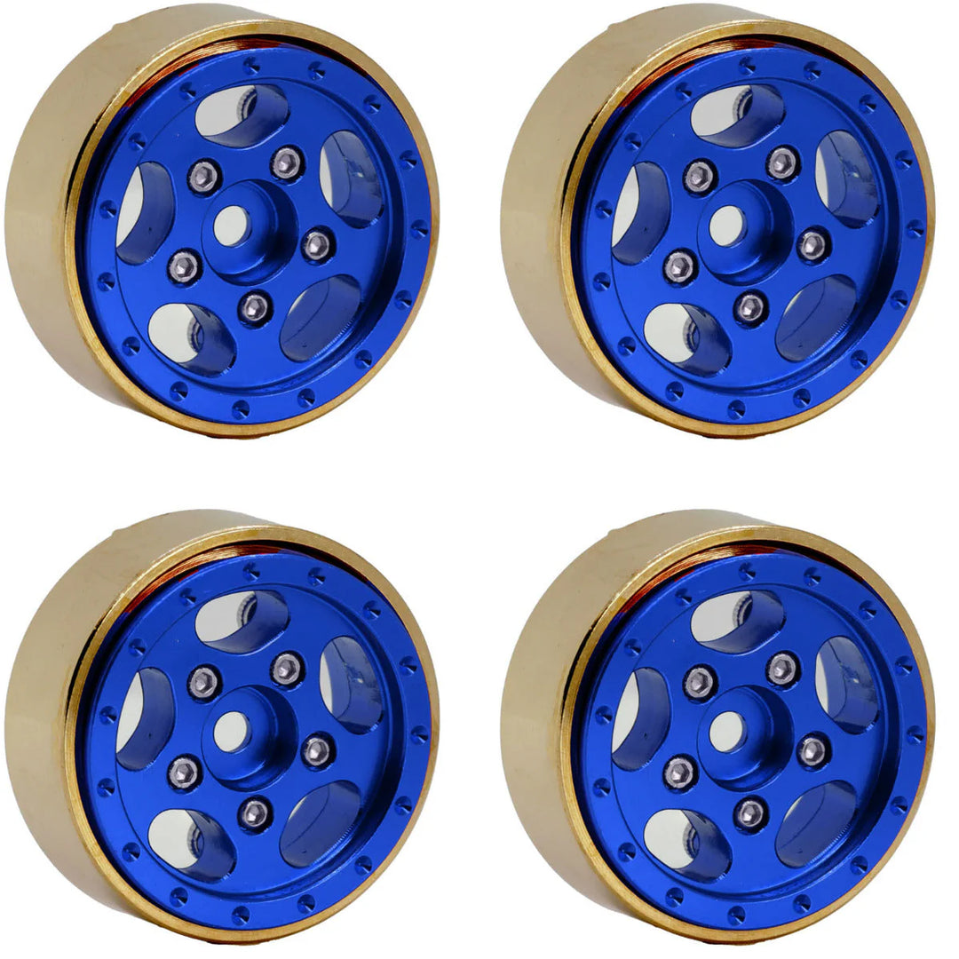 Powerhobby Z3 1.0" Aluminum Brass Ring Beadlock Crawler Wheels 1/24 SCX24 (Color RED)