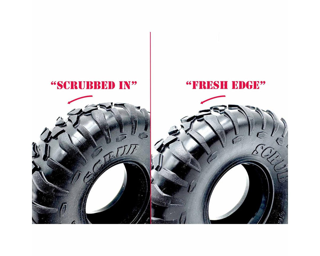 Reefs RC 1/10 Scrub 1.9" Performance Rock Crawler Tires (2) (4.75") (Pink) w/Foam Inserts.