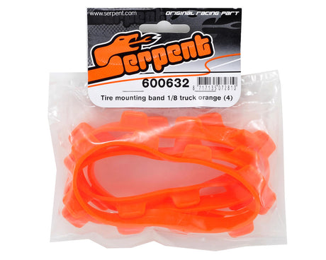 Serpent 1/8 Truck Tire Mounting Bands (Orange) (4)