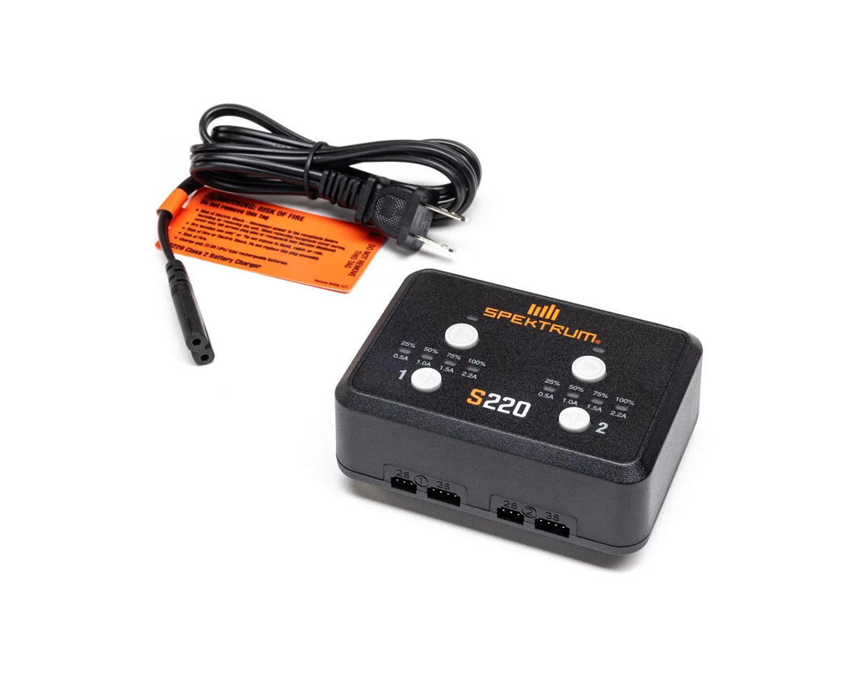 Spektrum RC S220 AC Balance Dual Battery Charger (3S/2A/20W x2)