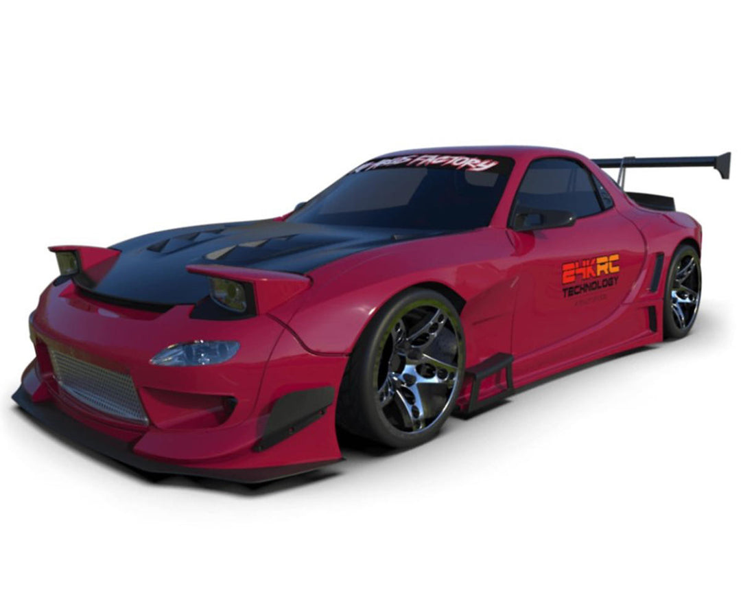 24K RC Technology 1/10 '92 RX7 FD Pandem V3 Full Drift Body Set w/Cosmetic Mods (Clear) (V1) (257mm Wheelbase)