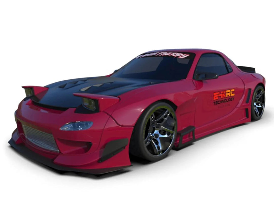 24K RC Technology 1/10 '92 RX7 FD Pandem V3 Full Drift Body Set w/Cosmetic Mods (Clear) (V3) (257mm Wheelbase)