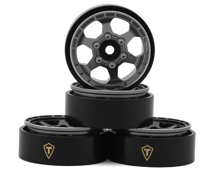 TREAL SCX24 Wheels 1.0" Beadlock Wheels (4P) Scale-Look Concave Six Spoke Rim Crawler Wheels for Axial SCX24 -Type D