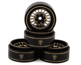 Treal Hobby Type D 1.0" Brass Beadlock Crawler Wheels (Black/Gold) (40g ea) (4)