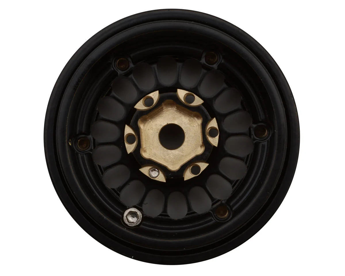 Treal Hobby Type D 1.0" Brass Beadlock Crawler Wheels (Black/Gold) (40g ea) (4)