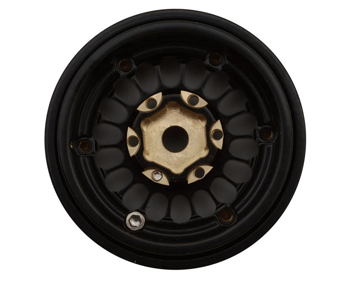 Treal Hobby Type D 1.0" Brass Beadlock Crawler Wheels (Black/Gold) (40g ea) (4)