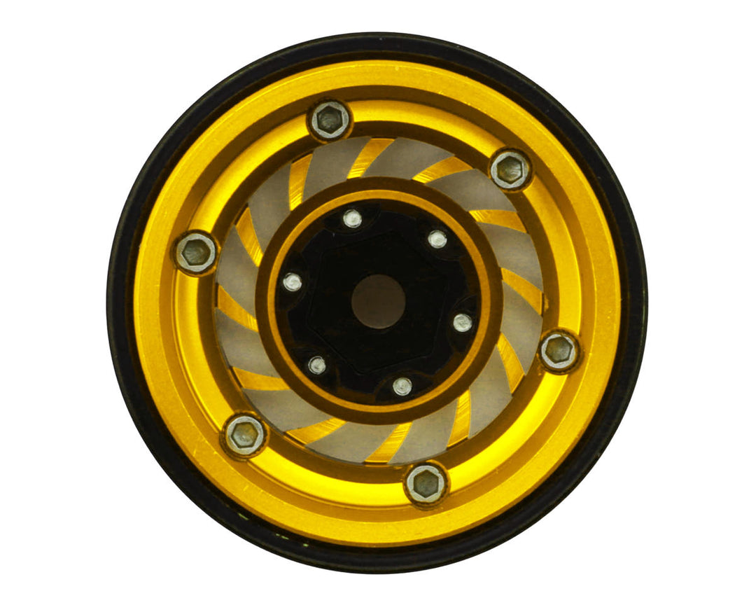 Treal Hobby Type L 1.0" Aluminum Cyclone Beadlock Wheels (Gold) (4) (27.5g ea)