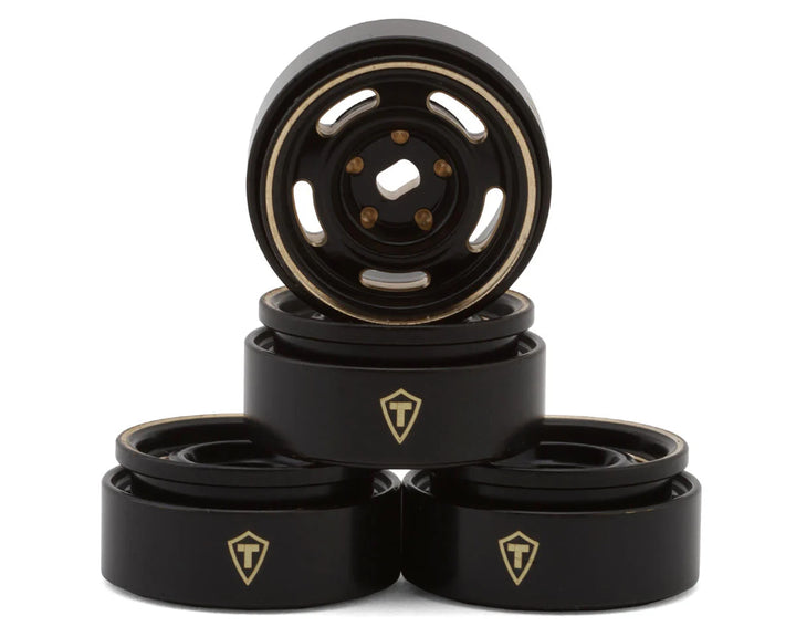 Treal Hobby 0.7" 5-Slot Brass Micro Rock Crawler Beadlock Wheels (Black/Gold) (4) (14g ea)