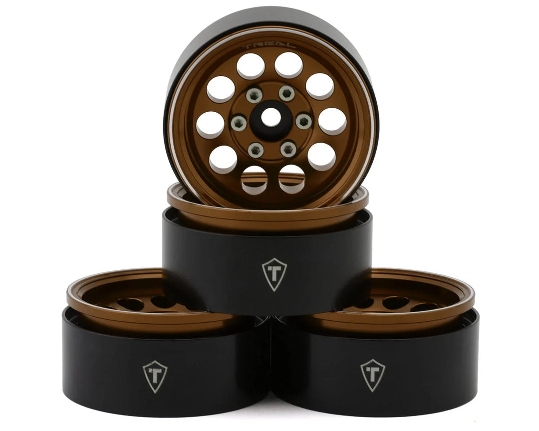 Treal Hobby 1.9" Type F 10-Hole Aluminum Crawler Beadlock Wheels (Bronze) (4) (128.6g ea)