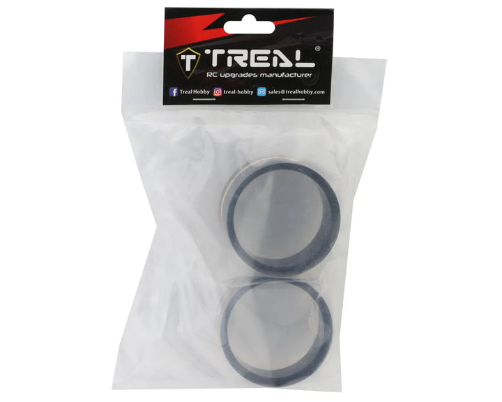 Treal Hobby Brass Heavy Weight 2.2" Center Internal Beadlock Wheel Rings (Black) (2) (186.4g)