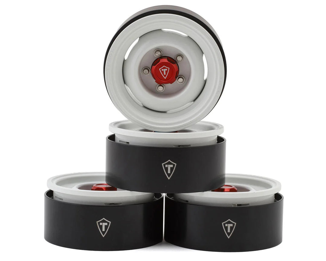 Treal Hobby 1.9" Aluminum Retro-Style Vintage Wagon Crawler Beadlock Wheels (132.5g) (White) (4)