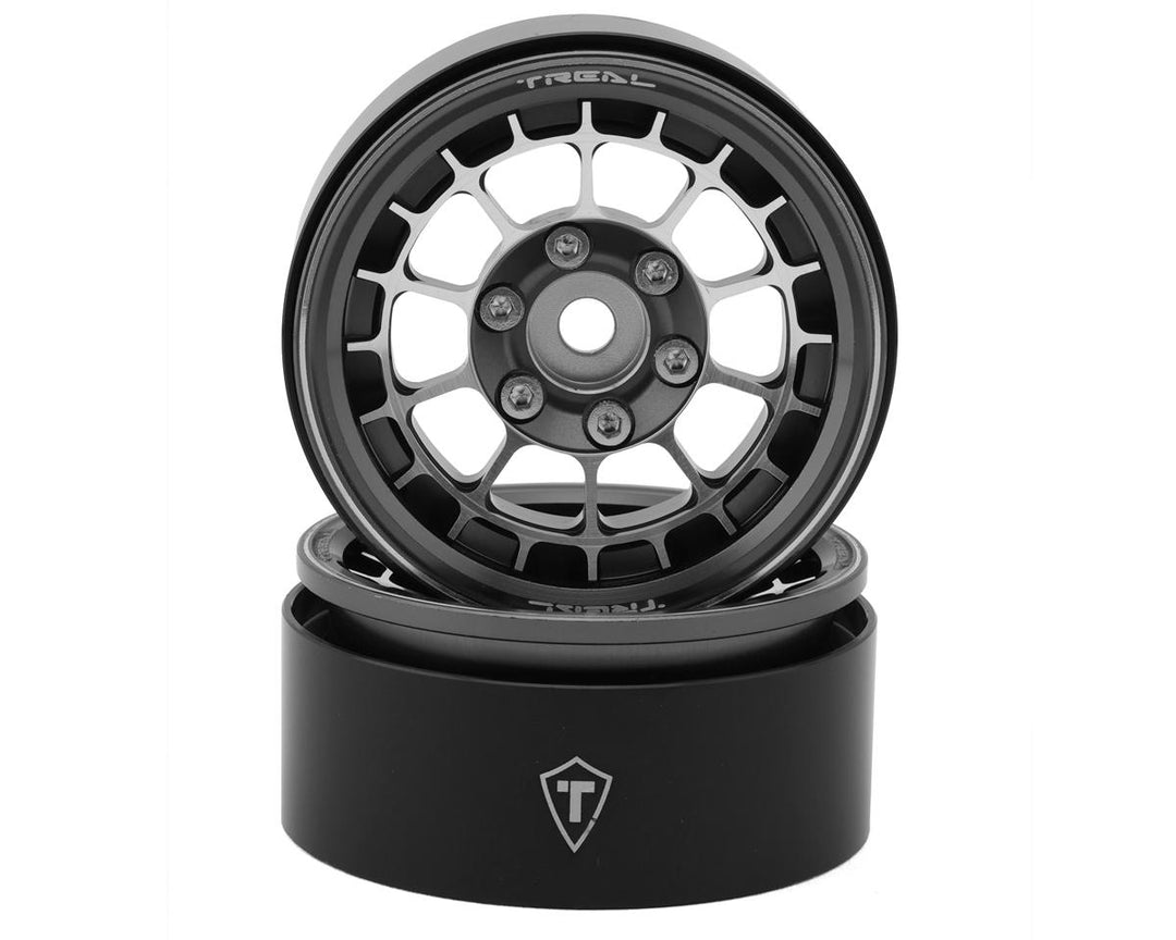 Treal Hobby Type A 1.9'' Spoked Beadlock Wheels (Titanium) (2)