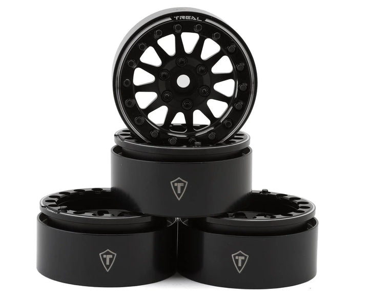 Treal Hobby Type D 1.9" 12-Spoke Beadlock Wheels (Black) (4)