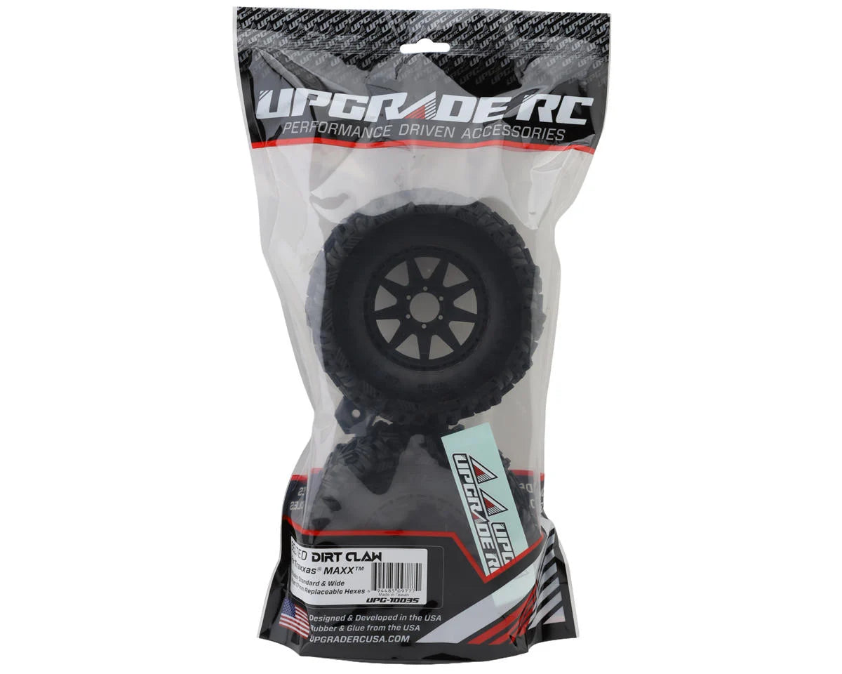 UpGrade RC BELTED Dirt Claw 2.9" Pre-Mounted Tires for Traxxas MAXX (2) (Regular & Wide Offset Hexes Included)