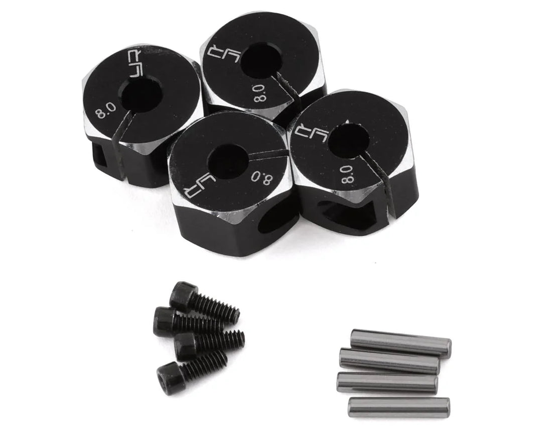 Yeah Racing Aluminum 12mm Hex Adaptor Set (Black) (4) (8mm)
