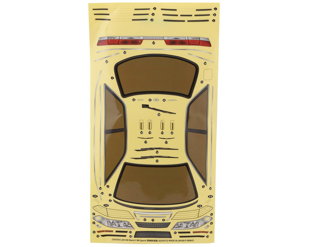 Yokomo BN Sports Toyota JZX100 Mark 1/10 Drift Body (Clear) (257mm Wheelbase)