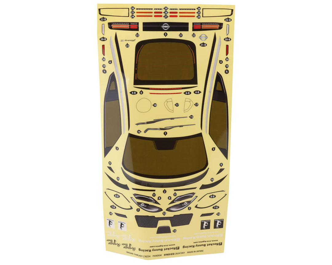 Yokomo 1/10 Pandem Nissan Fairlady Z RZ34 Drift Body w/Light Bracket & Spoiler (Clear)