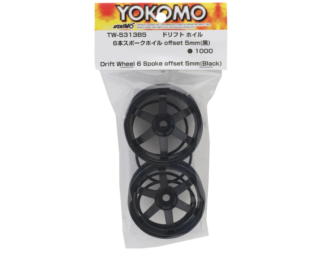 Yokomo 6-Spoke Drift Wheels (2) (5mm Offset) (Choose Color)