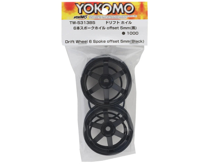 Yokomo 6-Spoke Drift Wheels (2) (5mm Offset) (Choose Color)