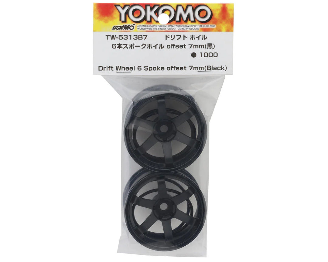 Yokomo 6-Spoke Drift Wheels (Black) (2) (7mm Offset)