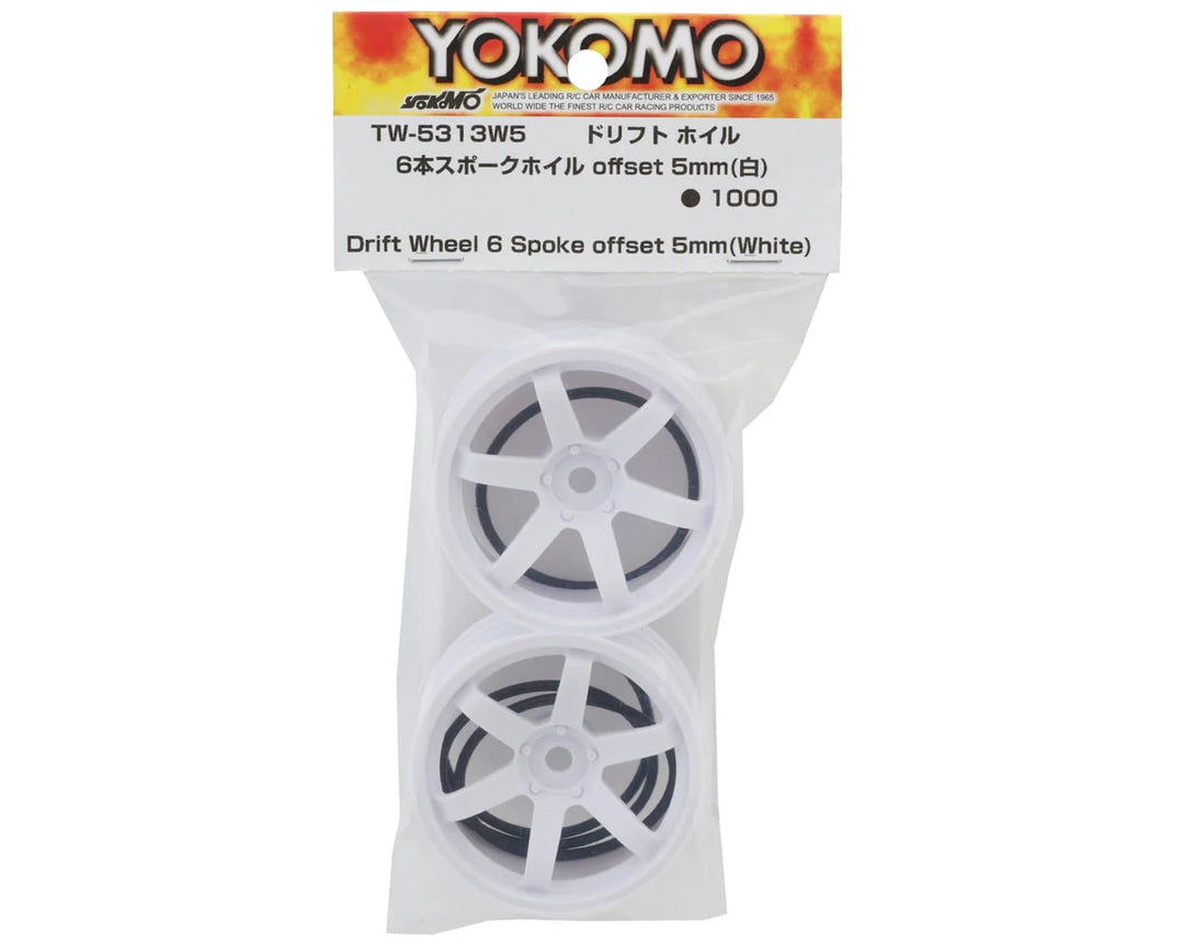 Yokomo 6-Spoke Drift Wheels (2) (5mm Offset) (Choose Color)