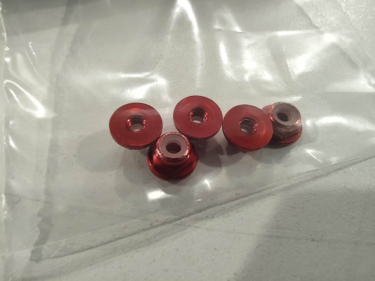 GT55 M2 Flange Aluminum Self-Locking Nut (5pcs Red) - Iron City RC Hobbies
