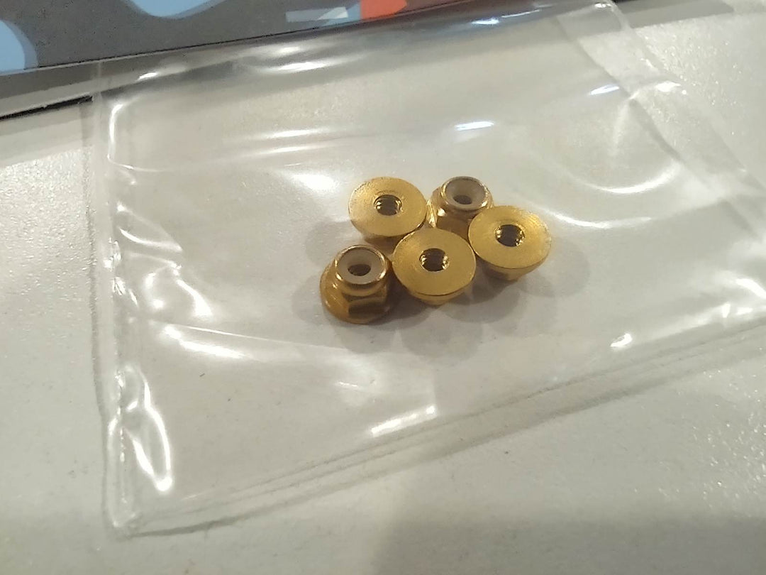 GT55 M2 Flange Aluminum Self-Locking Nut (5pcs Gold) - Iron City RC Hobbies