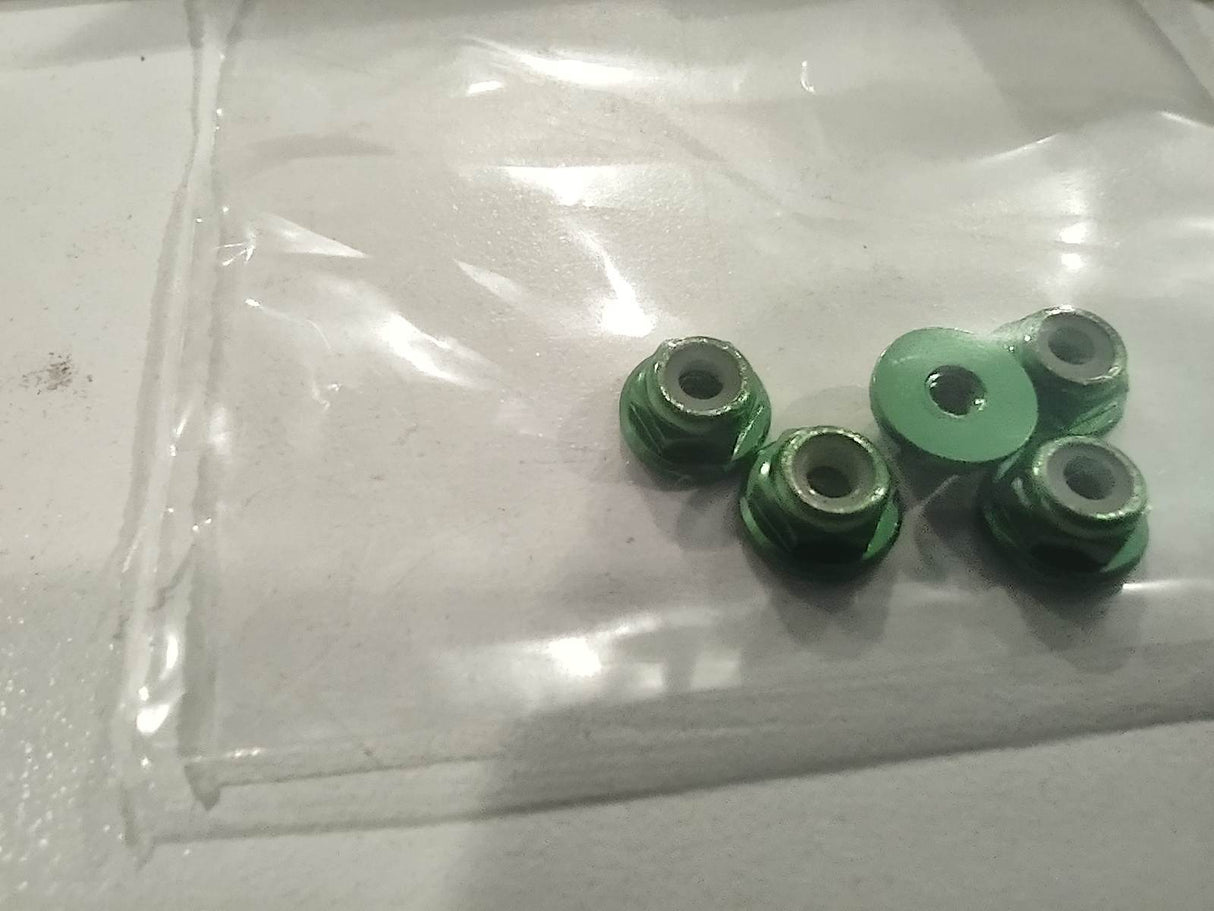 GT55 M2 Flange Aluminum Self-Locking Nut (5pcs Green)