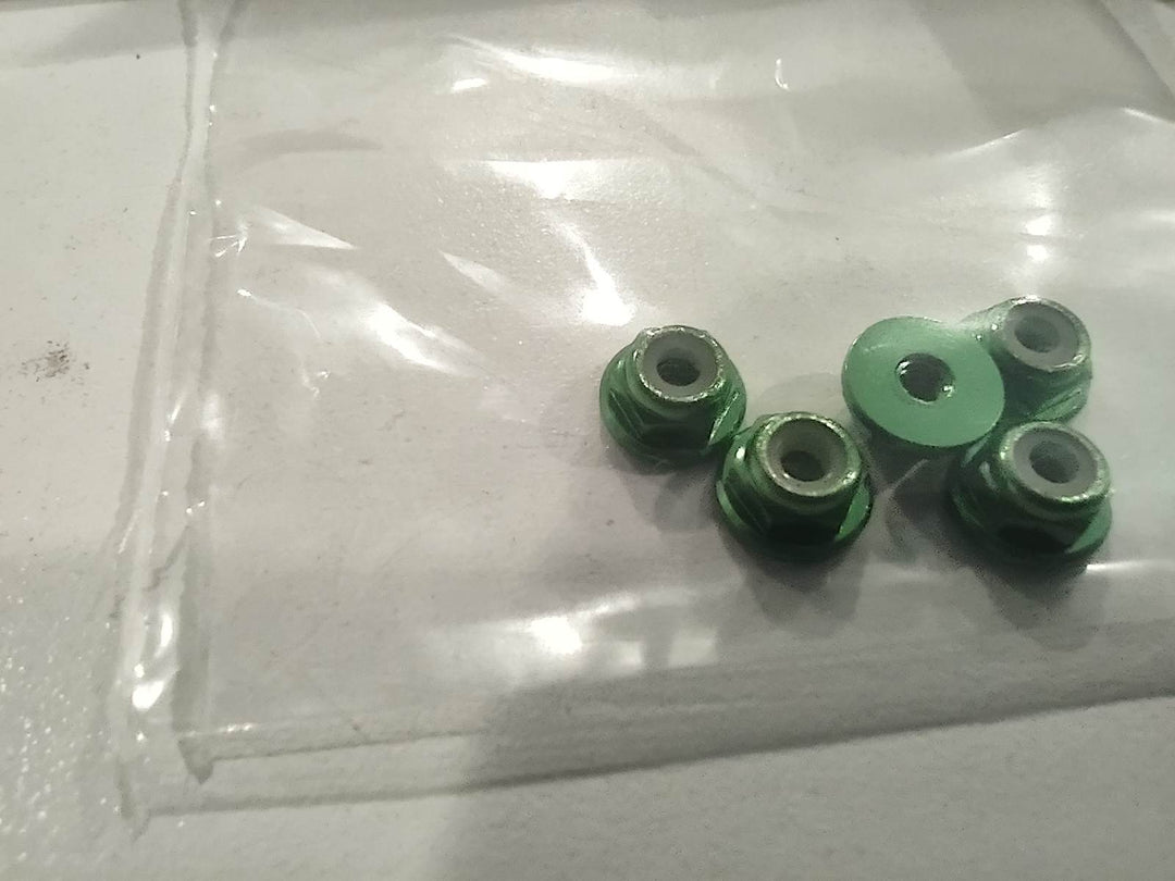 GT55 M2 Flange Aluminum Self-Locking Nut (5pcs Green) - Iron City RC Hobbies